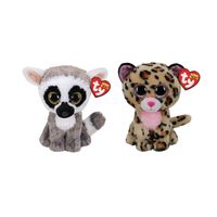 Ty - Knuffel - Beanie Boo's - Linus Lemur & Livvie Leopard - thumbnail