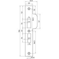 Nemef sluitplaat - afgerond - pa4119/17 RVS - draairichting 2-4 korte lip