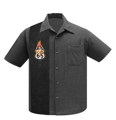 Steady Route 66 Pin up Panel Shirt Charcoal-M