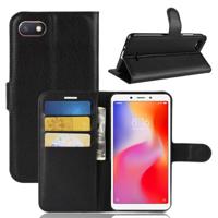 Litchi textuur horizontale Flip leren Case voor de Xiaomi Redmi 6A met portemonnee & houder & kaartgroeven (zwart)