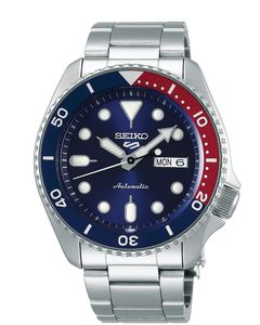 Seiko 5 Sports SRPD53K1 Horloge Automaat staal zilverkleurig-blauw-rood 42,5 mm