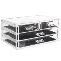 ITEM Make-up organizer - 4 lades - acryl - transparant - antislip mat - 24x15x11 cm