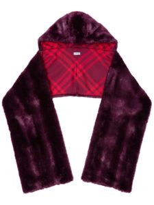 Burberry manteau en fourrure artificielle à capuche - Rouge