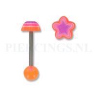 Tongpiercing acryl ster oranje-paars