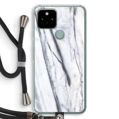 Gestreepte marmer: Pixel 5 Transparant Hoesje met koord