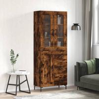 Hoge kast 69,5x34x180 cm bewerkt hout gerookt eikenkleurig