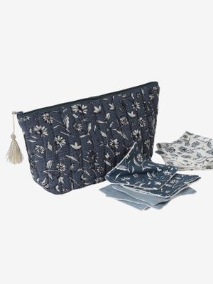 Toilettas voor kind in katoengaas blauw, bedrukt