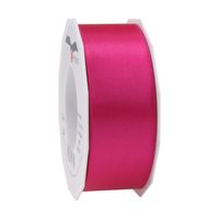 1x Luxe hobby/decoratie fuchsia roze satijnen sierlinten breed 4 cm/40 mm x 25 meter - thumbnail