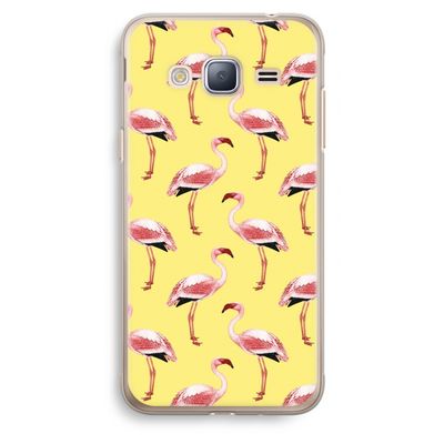 Flamingo's geel: Samsung Galaxy J3 (2016) Transparant Hoesje