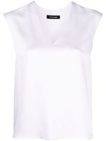 STYLAND satin-finish V-neck top - Blanc