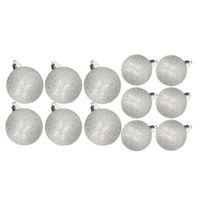 Kerstversiering set glitter kerstballen zilver 6 - 8 cm - pakket van 30x stuks - thumbnail