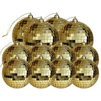 Grote discobal kerstballen - 12x st - goud - 6 en 8 cm - kunststof