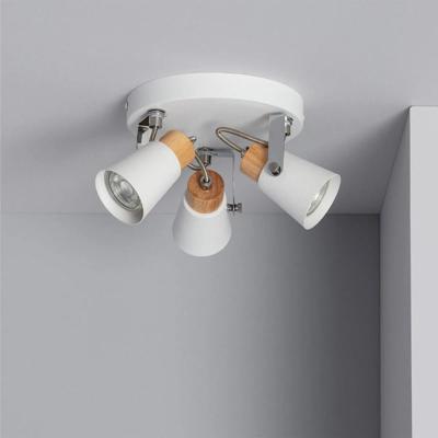 Plafondlamp 3 spots rond wit hout &apos;Anna&apos; GU10 18cm