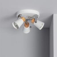 Plafondlamp 3 spots rond wit hout &apos;Anna&apos; GU10 18cm