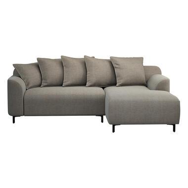 Bank Elsa met chaise longue rechts - stof Eden - taupe - Leen Bakker