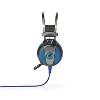 Nedis GHST500BK hoofdtelefoon/headset Bedraad Hoofdband Gamen USB Type-A Zwart, Blauw - thumbnail