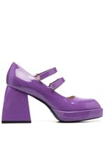 Nodaleto sandales en cuir à bout carré - Violet - thumbnail