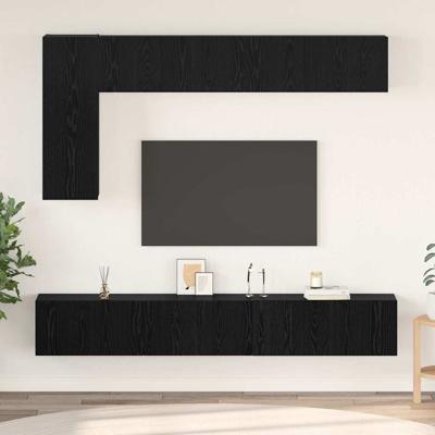 Tv-meubelset 6 pcs Zwart eiken 30.5 x 30 x 90 cm Bewerkt hout
