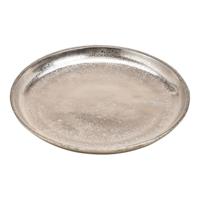 Woondecoratie dienblad/plateau - aluminium - zilver - D25 cm