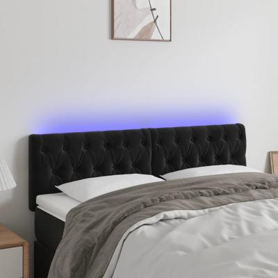 Hoofdbord LED 144x7x78/88 cm fluweel zwart