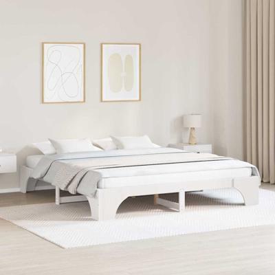 Bedframe Wit 200 x 200 cm Massief grenenhout