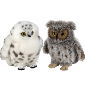 Uilen vogels zachte pluche knuffels 2x stuks - Oehoe uil en Sneeuwuil van 18 cm - Vogel knuffels