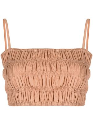Faithfull the Brand haut crop Liya à fronces - Marron