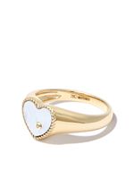 Yvonne Léon chevalière Mini Heart en or 9ct serti de diamants - YELLOW