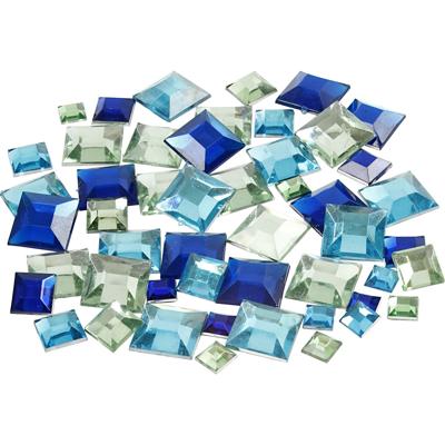 Creativ Company Strasstenen, vierkant, afm 6+9+12 mm, blauw/groen harmonie, 360 stuk/ 1 doos