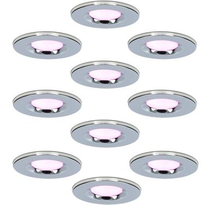 Set van 10 Venezia smart inbouwspots - IP65 waterdicht - 6 Watt 450 lumen - Wifi + Bluetooth - RGBWW - Google Home, Amazon Alexa en Siri - Chroom - Plafondspots