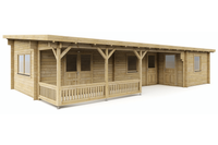 Interflex 50 mm Tuinkantoor 1130x630 cm 50 mm vuren blank- Lessenaarsdak- Onbehandeld vurenhout- Interflex