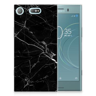 Sony Xperia XZ1 Compact | TPU | Siliconen hoesje | Marmer Zwart - Origineel Cadeau Vader