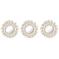 Set spiegels Home ESPRIT Wit Boho 20 x 1 x 20 cm (3 Onderdelen)