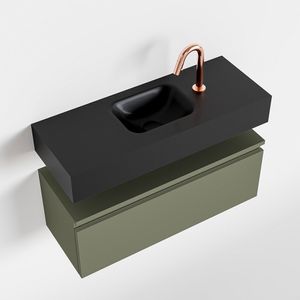 Toiletmeubel Mondiaz Andor | 80 cm | Meubelkleur Army | Lex vrijhangend wastafel Urban Midden | 1 kraangat