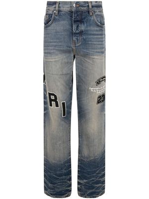 AMIRI jean droit Hockey à effet délavé - Bleu