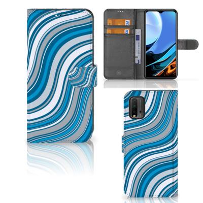 Xiaomi Redmi 9T | Poco M3 | Telefoon Hoesje | Waves Blue | Portemonnee hoesje