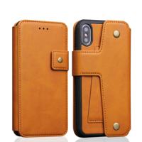 Koeienhuid textuur magnetische absorptie afneembare horizontale Flip lederen case voor iPhone X/XS met houder & kaartsleuven & portemonnee (geel)