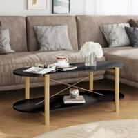 Salontafel 110x48x40 cm bewerkt hout zwart - thumbnail