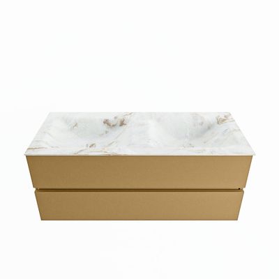 MONDIAZ VICA-DLUX 120cm badmeubel onderkast Oro 2 lades. Inbouw wastafel CLOUD dubbel 2 kraangaten, kleur Frappe.