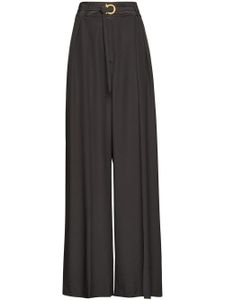 Ferragamo pantalon palazzo à taille ceinturée - Noir