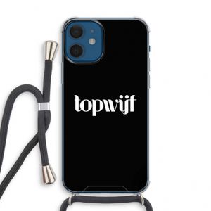 Topwijf Zwart: iPhone 12 mini Transparant Hoesje met koord