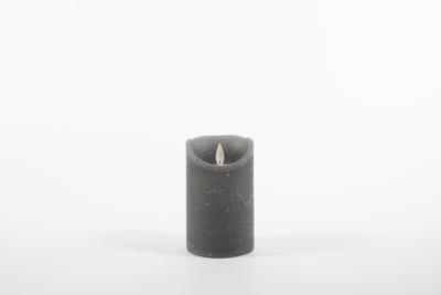 Rustic Wax Candle Moving Flame 7,5X12,5Cm Grey 3 X Aa - Annas collection