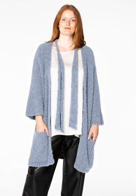 Yoek Cardigan scarf teddy | Blauw | Maat 42/44