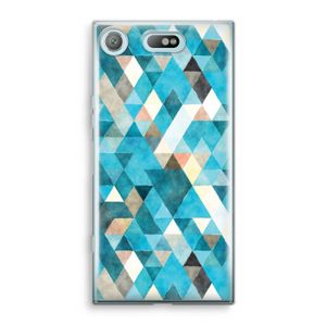 Gekleurde driehoekjes blauw: Sony Xperia XZ1 Compact Transparant Hoesje