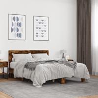 Bedframe bewerkt hout metaal gerookt eikenkleurig 135x190 cm