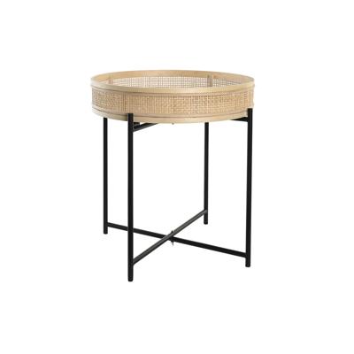 DKD Home Decor Natuurlijk Zwart Metaal Rotan Scandinavisch (43 x 43 x 46 cm)