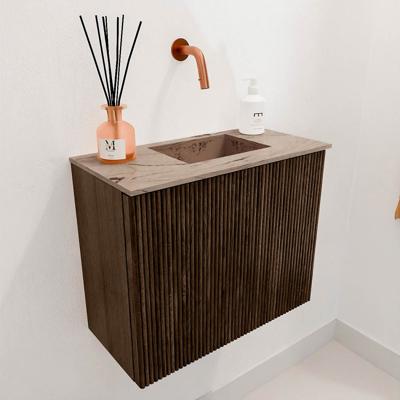 Toiletmeubel Mondiaz Joya Dlux | 50 cm | Meubelkleur Walnut | Faye wastafel Arena Wasbak Rechts | Zonder kraangat(en)