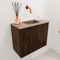Toiletmeubel Mondiaz Joya Dlux | 50 cm | Meubelkleur Walnut | Faye wastafel Arena Wasbak Rechts | Zonder kraangat(en)