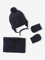 Babyset Muts Snood Wanten Baby Jongen inktblauw