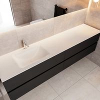 Badkamermeubel Solid Surface BWS Oslo 200x45 cm Mat Zwart Urban Links (1 kraangat, 4 lades)